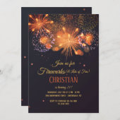 花火の誕生日パーティーへの招待 招待状 (正面/裏面)