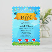 花火の赤ちゃんシャワーカード付きボーイブルー 招待状 (スタンド正面)