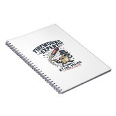 花火の達人アライグマ ビンテージ独立記念日Tシャツ ノートブック (右側)