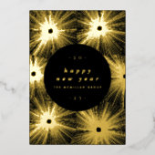 花火の閃光が煌く企業のゴールドホリデーカード 箔シーズンカード (正面)
