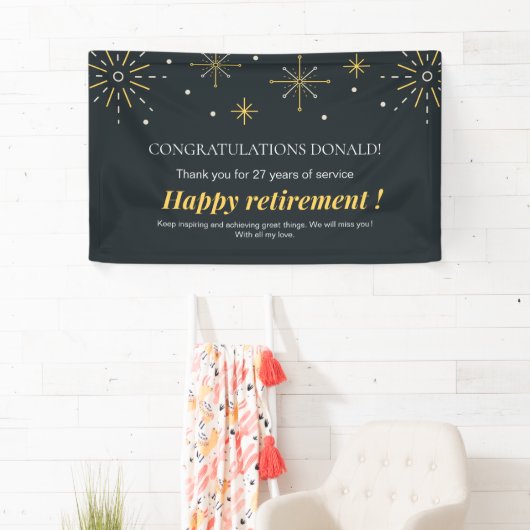 花火の黒火花と黄色の引退 横断幕 (インサイチュ)