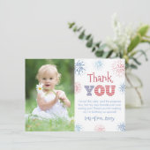 花火の7月4日ホワイトブルー写真 サンキューカード (スタンド正面)