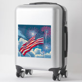 花火を使ったアメリカ愛国国旗 – 7月4日 シール (スーツケース)