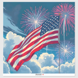 花火を使ったアメリカ愛国国旗 – 7月4日 シール