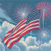 花火を使ったアメリカ愛国国旗 – 7月4日 シール (正面)