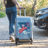 花火を使ったアメリカ愛国国旗 – 7月4日 シール (スーツケースインサイチュ)