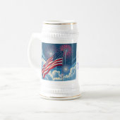 花火を使ったアメリカ愛国国旗 – 7月4日 ビールジョッキ (正面左)
