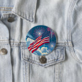 花火を使ったアメリカ愛国国旗 – 7月4日 缶バッジ (インサイチュ)