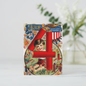 花火を持つ7月4日の男の子 ポストカード (スタンド正面)