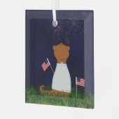 花火を見ながらカワウソ ガラスオーナメント (正面左)