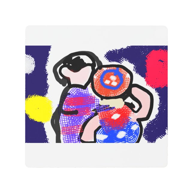 花火を見る メタルプリント (正面)