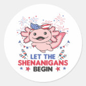 花火アメリカと幸せ4thかわいいアソロトル ラウンドシール (正面)