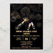 花火エレガントで大晦日の招待状 箔招待状 (正面)