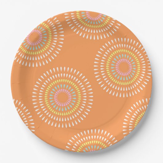 花火オレン日本のジ ペーパープレート (正面)