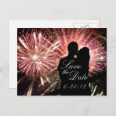 花火カップルのシルエキスをするット 案内ポストカード (正面/裏面)