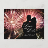 花火カップルのシルエキスをするット 案内ポストカード (正面)