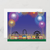 花火カラフル観覧車遊園地 ポストカード (正面/裏面)
