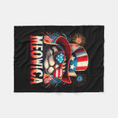 花火キャッおもしろいト愛国猫マイオヴィカ4th フリースブランケット (正面(横))