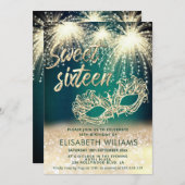 花火クールの仮装の魅力的輝きグラデーション 招待状 (正面/裏面)