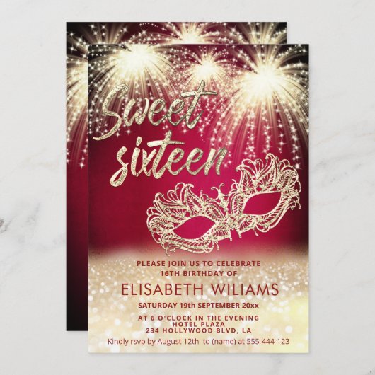 花火クールの仮装の魅力的輝きグラデーション 招待状 (正面/裏面)