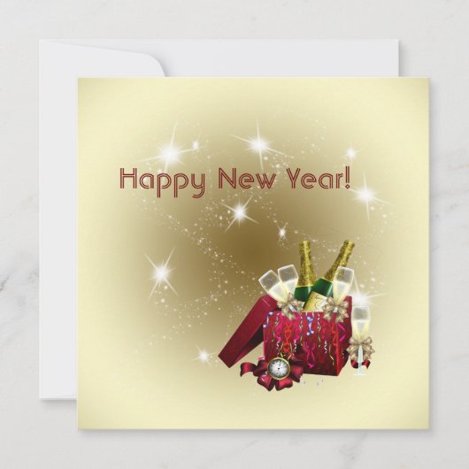 花火シャンパン紙吹雪ニューイヤーイブパーティー 招待状 (正面)