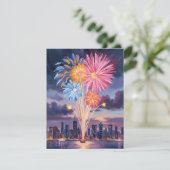 花火ショー | 年末の水彩画 シーズンカード (スタンド正面)