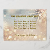 花火スカイ金ゴールドグリッターハッピーニューイヤーパーティー 箔招待状 (裏面)