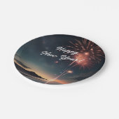 花火テーマ台本カリグラフィハッピーニューイヤー ペーパープレート (アングル)
