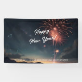 花火テーマ台本カリグラフィハッピーニューイヤー 横断幕 (横)