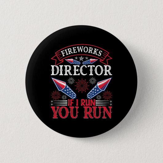 花火ディレクター・アメリカ国旗7月4日 缶バッジ (正面)