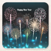 花火ハッピー新年紙コースター スクエアペーパーコースター (正面)