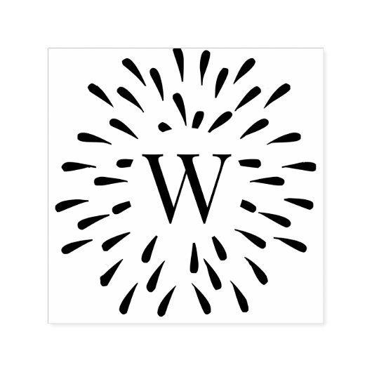 花火バーストセンタ独身のーイニシャルモノグラム#3 セルフインキングスタンプ (デザイン)