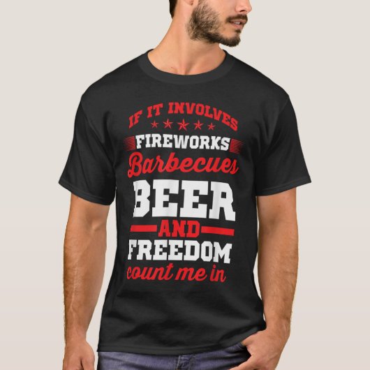 花火バーベキューと自由おもしろいの4th tシャツ (正面)