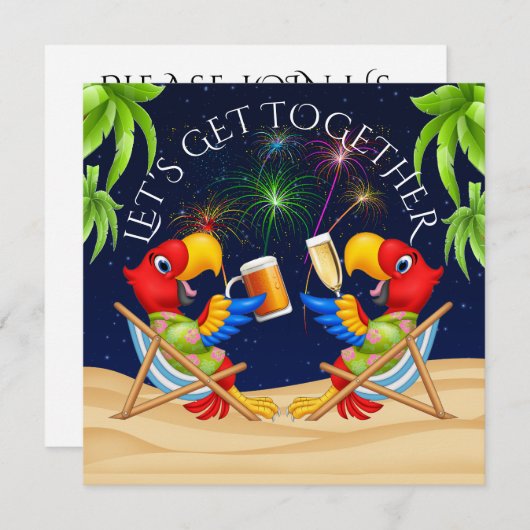 花火パーティーのご招待 招待状 (正面/裏面)