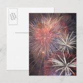 花火パーティー 空 夜 色とりどりの光 アート インビテーションポストカード (正面/裏面)