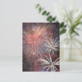 花火パーティー 空 夜 色とりどりの光 アート インビテーションポストカード (スタンド正面)
