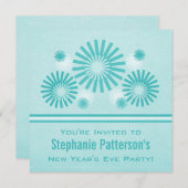 花火ファンキー大晦日招待状ティール（緑がかった色） 招待状 (正面/裏面)