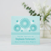 花火ファンキー大晦日招待状ティール（緑がかった色） 招待状 (スタンド正面)