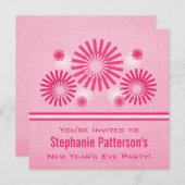 花火ファンキー大晦日招待状ピンク 招待状 (正面/裏面)