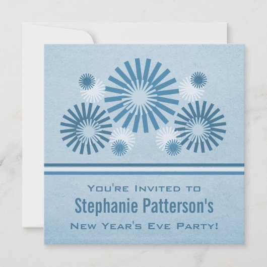 花火ファンキー大晦日招待状ブルー 招待状 (正面)