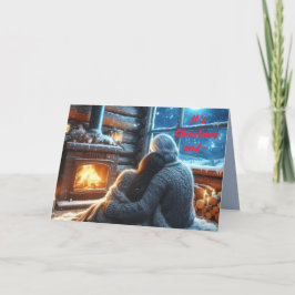 花火付きカップルのクリスマスカード サンキューカード