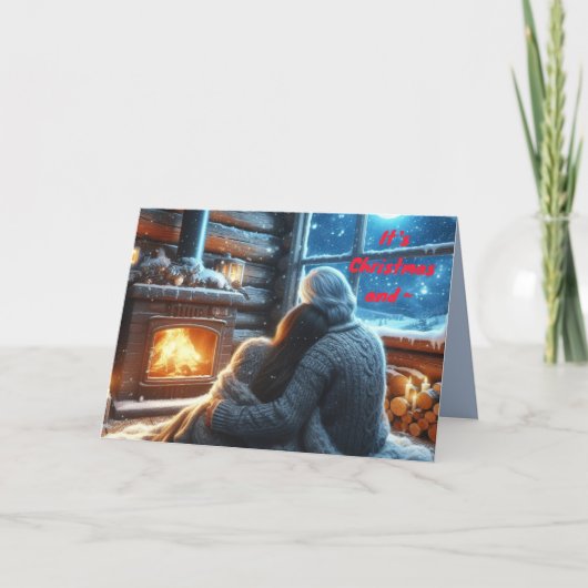 花火付きカップルのクリスマスカード サンキューカード (正面)