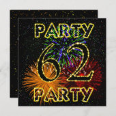 花火付き第62回バースデーパーティー招待状 招待状 (正面/裏面)