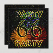 花火付き第66回バースデーパーティー招待状 招待状 (正面/裏面)
