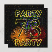 花火付き第73回誕生日パーティー招待状 招待状 (正面/裏面)