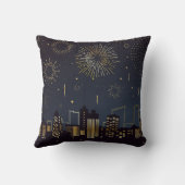 花火付き街並みアウトライン クッション