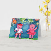 花火付き豚 カード (黄色い花)