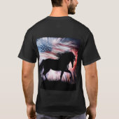 花火付き馬とアメリカ国旗 Tシャツ (裏面)