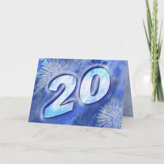 花火付き20バースデーカード カード (正面)