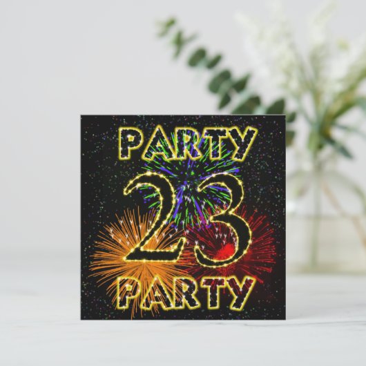 花火付き23回目の誕生日パーティー招待状 招待状 (スタンド正面)
